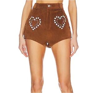 UNDERSTATED LEATHER  Dimestone Cowgirl Wanted Shorts In Brown Sz Small